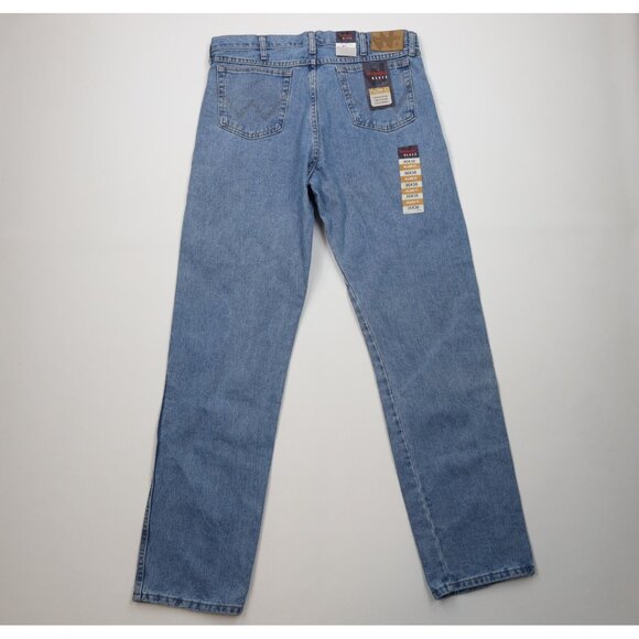 Deadstock Y2K Wrangler Mens 36x36 Relaxed Fit Western Bootcut Denim Jeans Blue - Picture 7 of 13